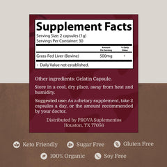 Close-up of PROVA liver capsules tablets for daily use