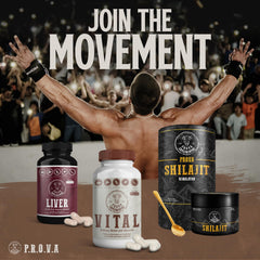 PROVA Shilajit resin highlights minerals and fulvic acid content.