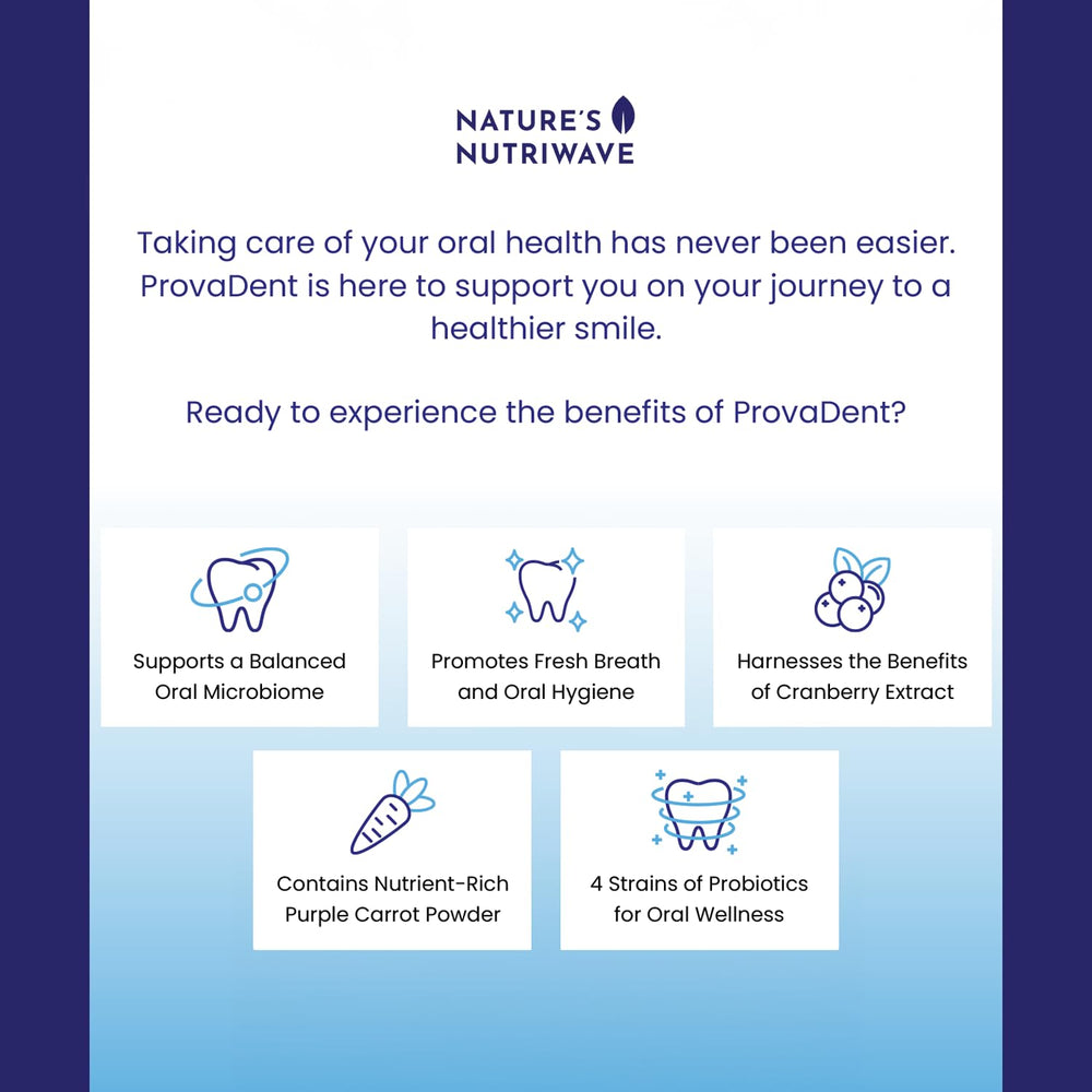 ProvaDent tablets closeup illustrating convenient daily dosing for breath and oral wellness.