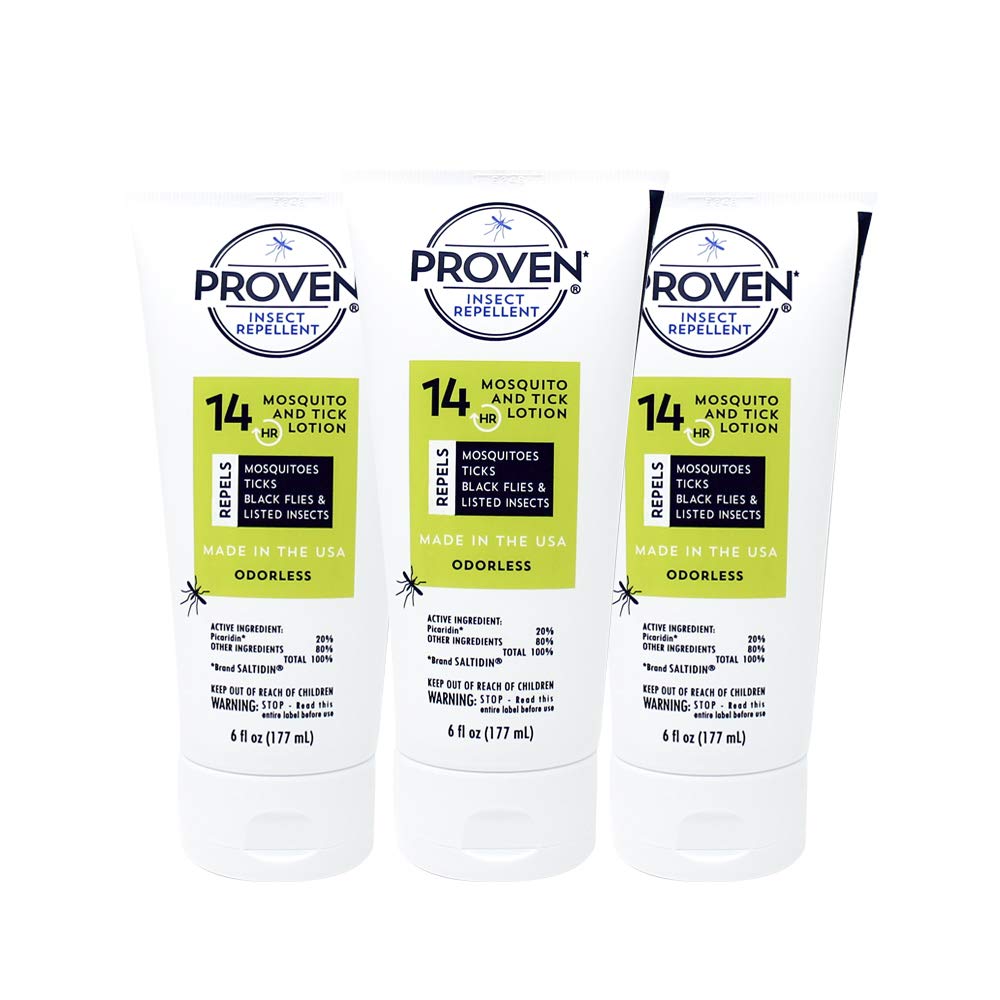 Proven Insect Repellent Lotion bottle pour demonstrates a non-greasy, long-lasting protection during outdoor use