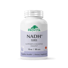 PROVITA NADH+ Forte bottle promotes daily energy and focus.