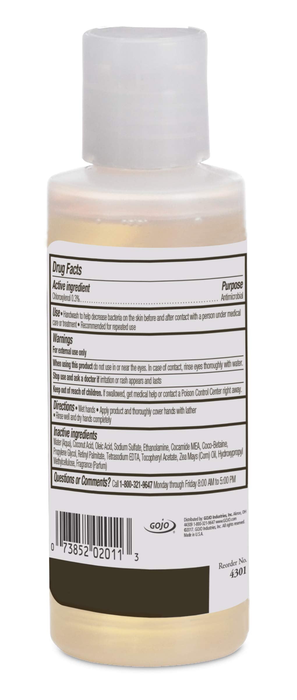 Provon antimicrobial lotion soap amber bottle label highlights citrus fragrance and skin conditioning