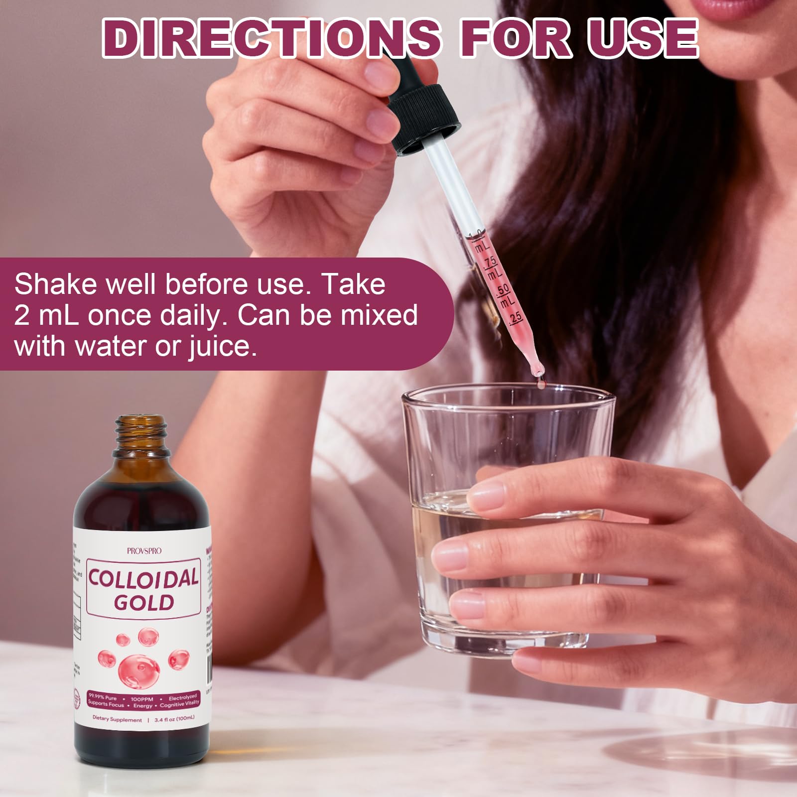 Provspro Colloidal Gold 24K purity symbol signaling high quality and transparency