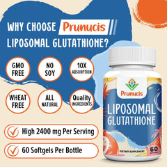 Prunucis Glutathione capsules close-up demonstrates liposomal delivery technology