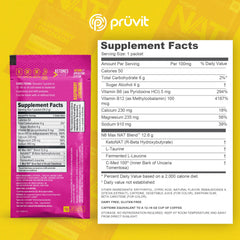 PRÜVIT Keto//OS NAT Raspberry Lemonade Charged powder dissolves quickly in water.