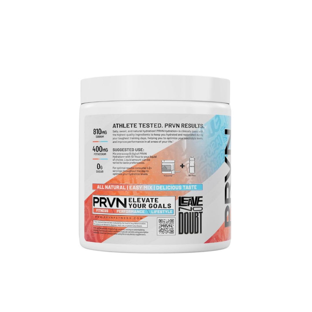 PRVN Performance Hydration scoop illustrating precise electrolyte mix for rapid rehydration.