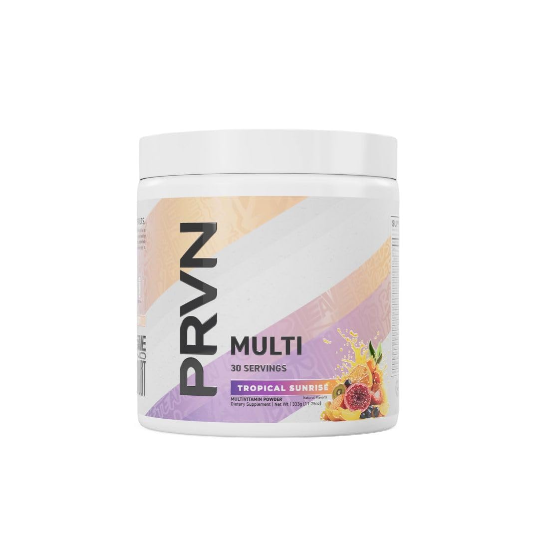 PRVN Performance Multi+ Greens bottle pour for quick daily energy and focus.