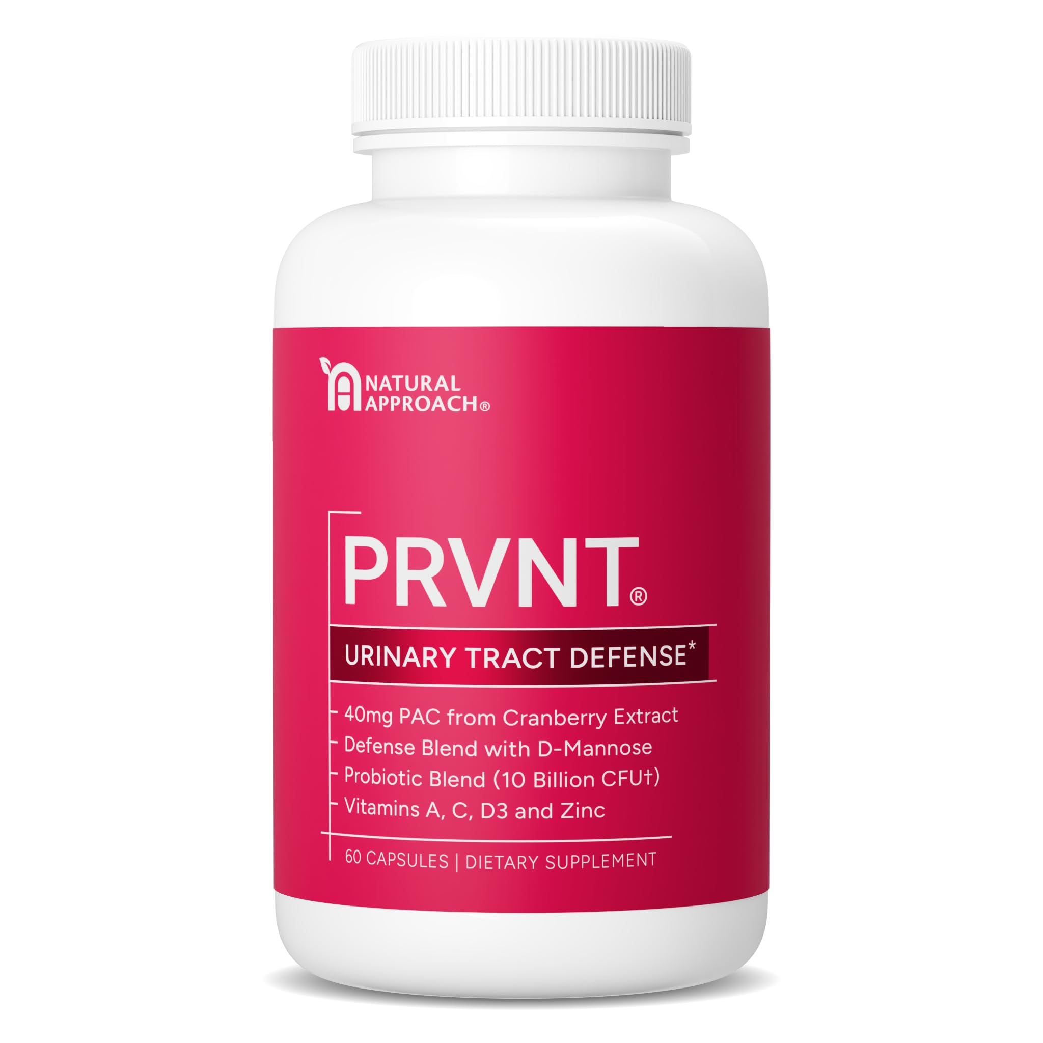PRVNT Urinary Tract Defense bottle front promotes daily urinary health and prevention.