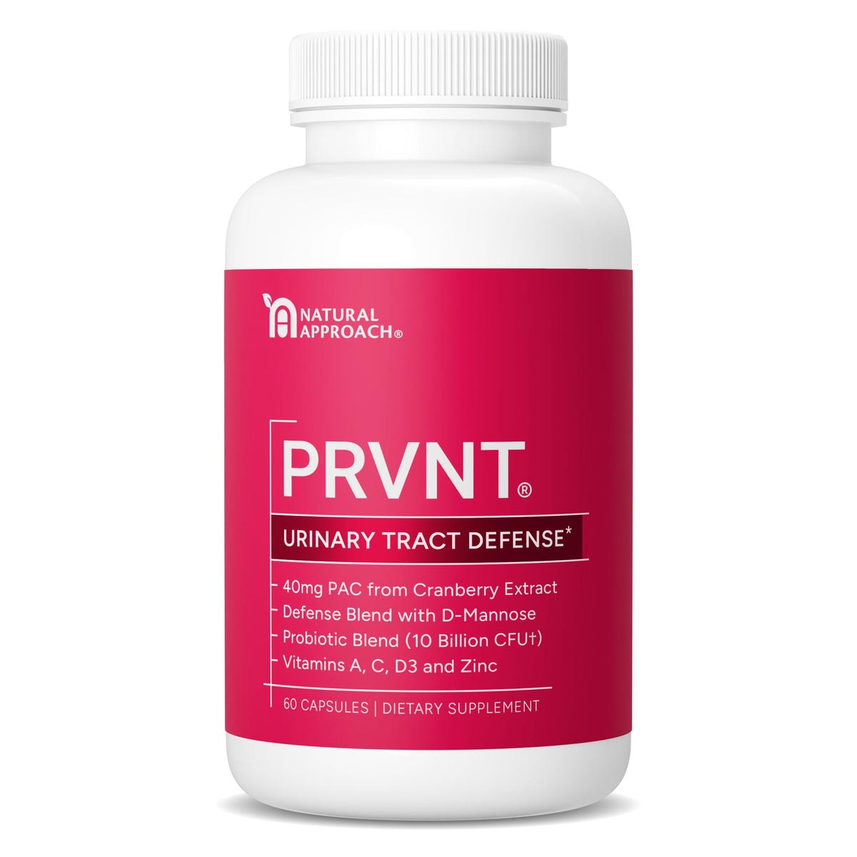 PRVNT Urinary Tract Defense bottle front promotes daily urinary health and prevention.