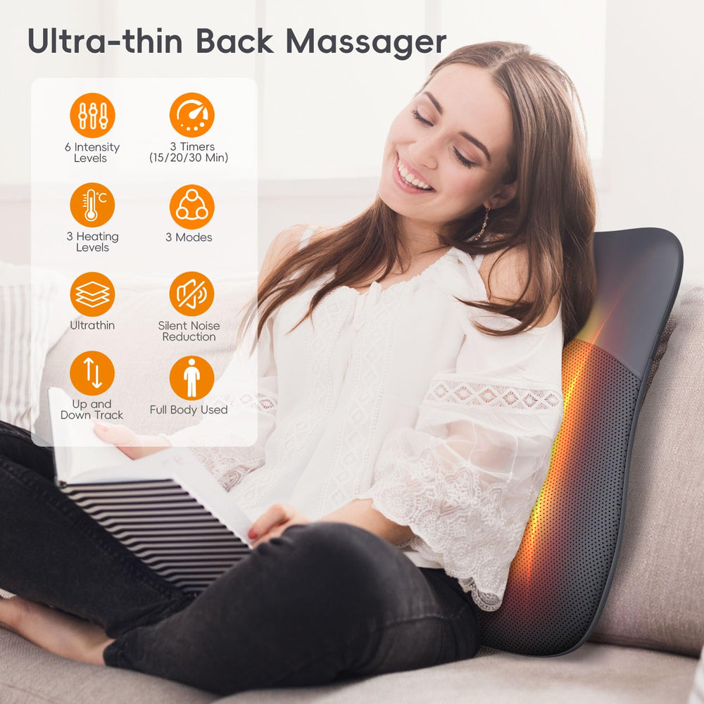 Pryfey massager with heat therapy demonstrates cozy warmth during use.