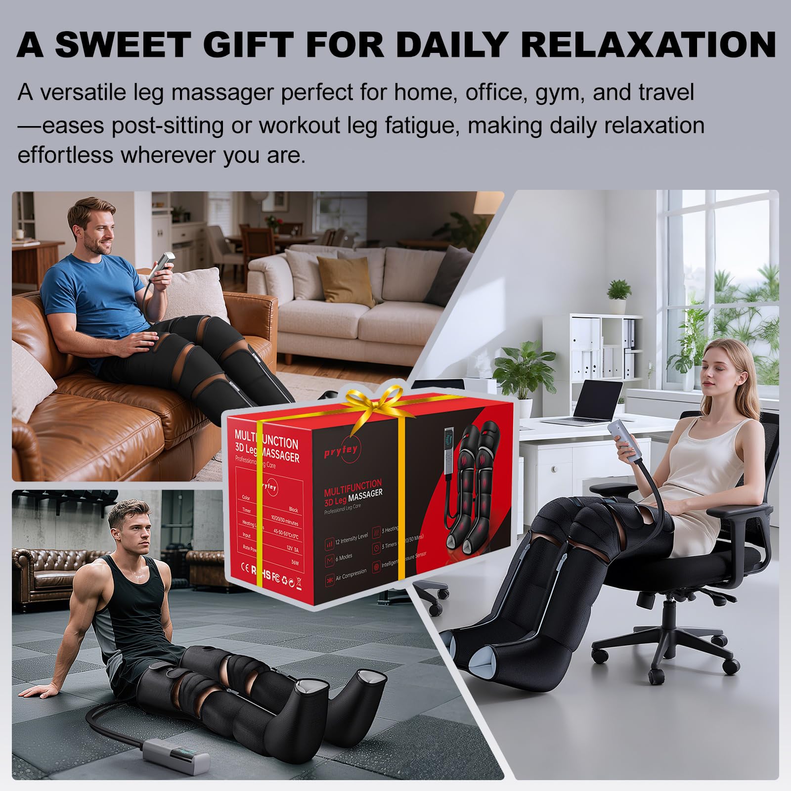Pryfey leg massager durable nylon material with reinforced stitching.