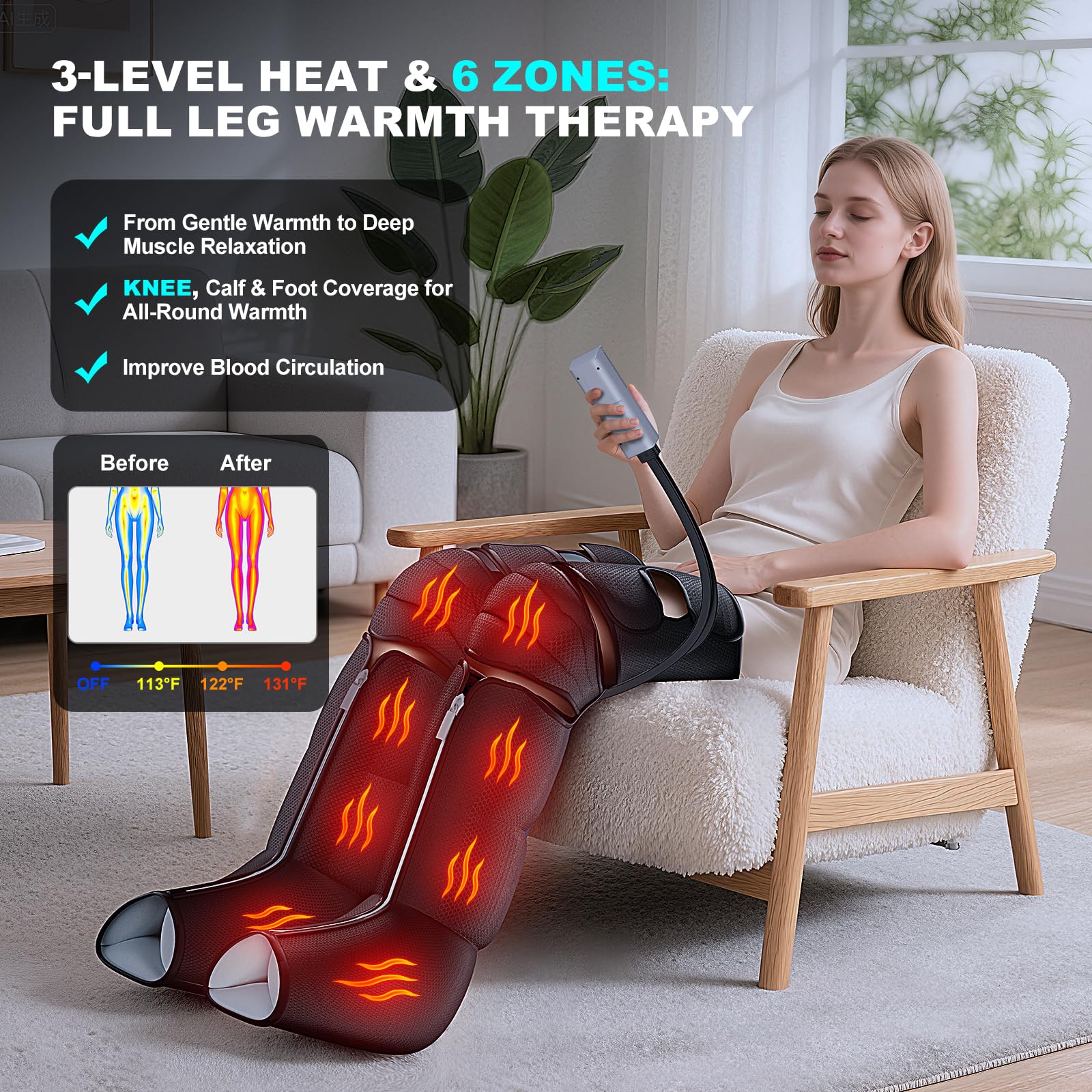 Pryfey leg massager four independent air chambers provide tailored compression.