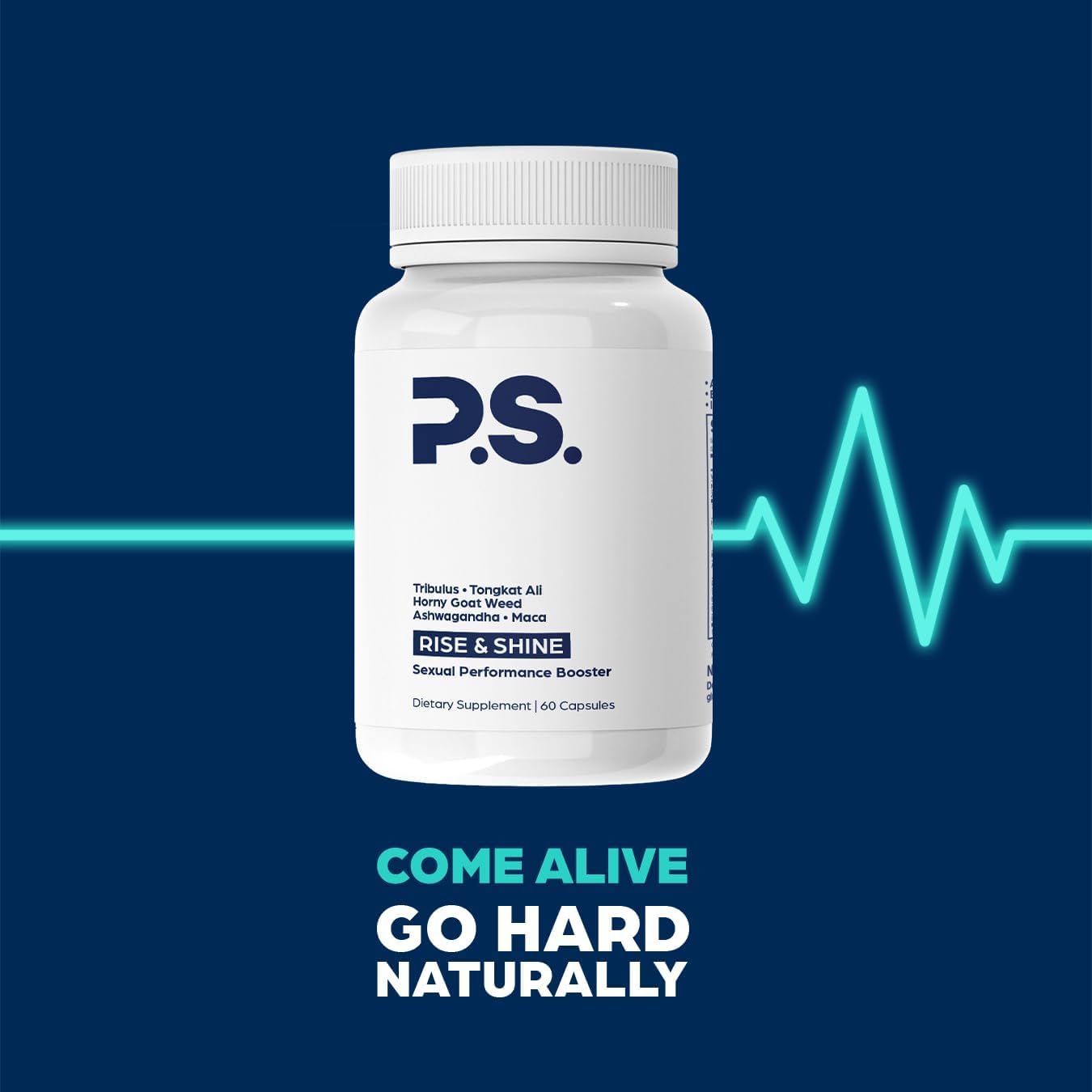 PS Natural Testosterone Booster packaging emphasizes USA-made, GMP and NSF quality