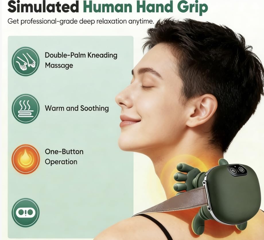 psycat 4D neck and shoulder massager side view, compact cordless device