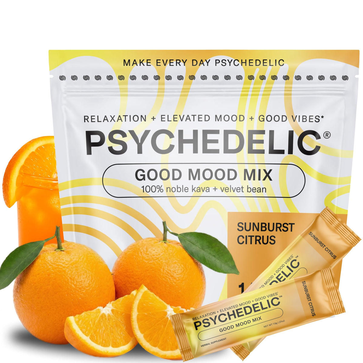 Psychedelic Water Sunburst Citrus bottle pour for a calming moment.