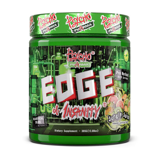 Psycho Pharma Edge of Insanity bottle ready for an energizing preworkout session.