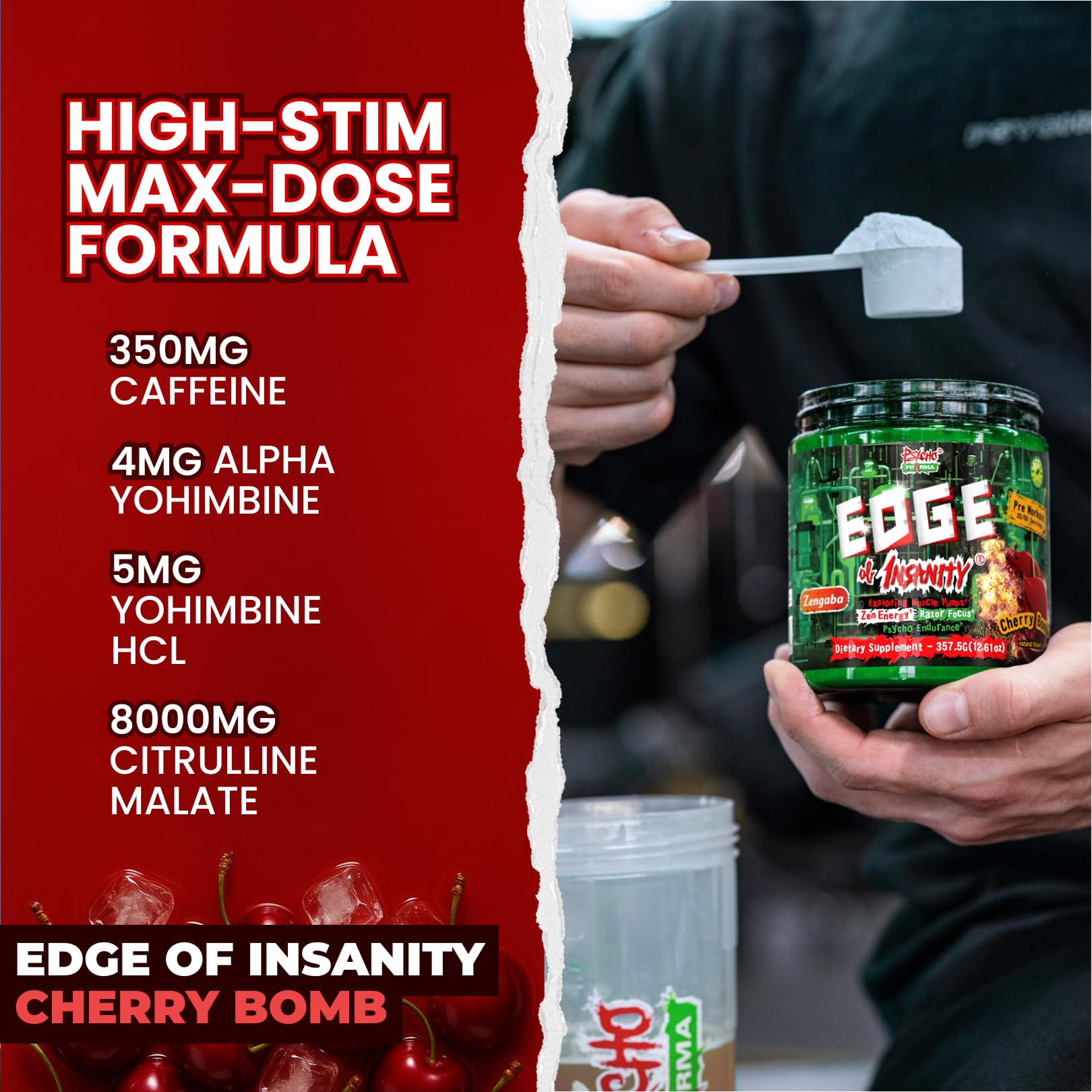 Psycho Pharma Edge of Insanity powder dissolves smoothly in water during training