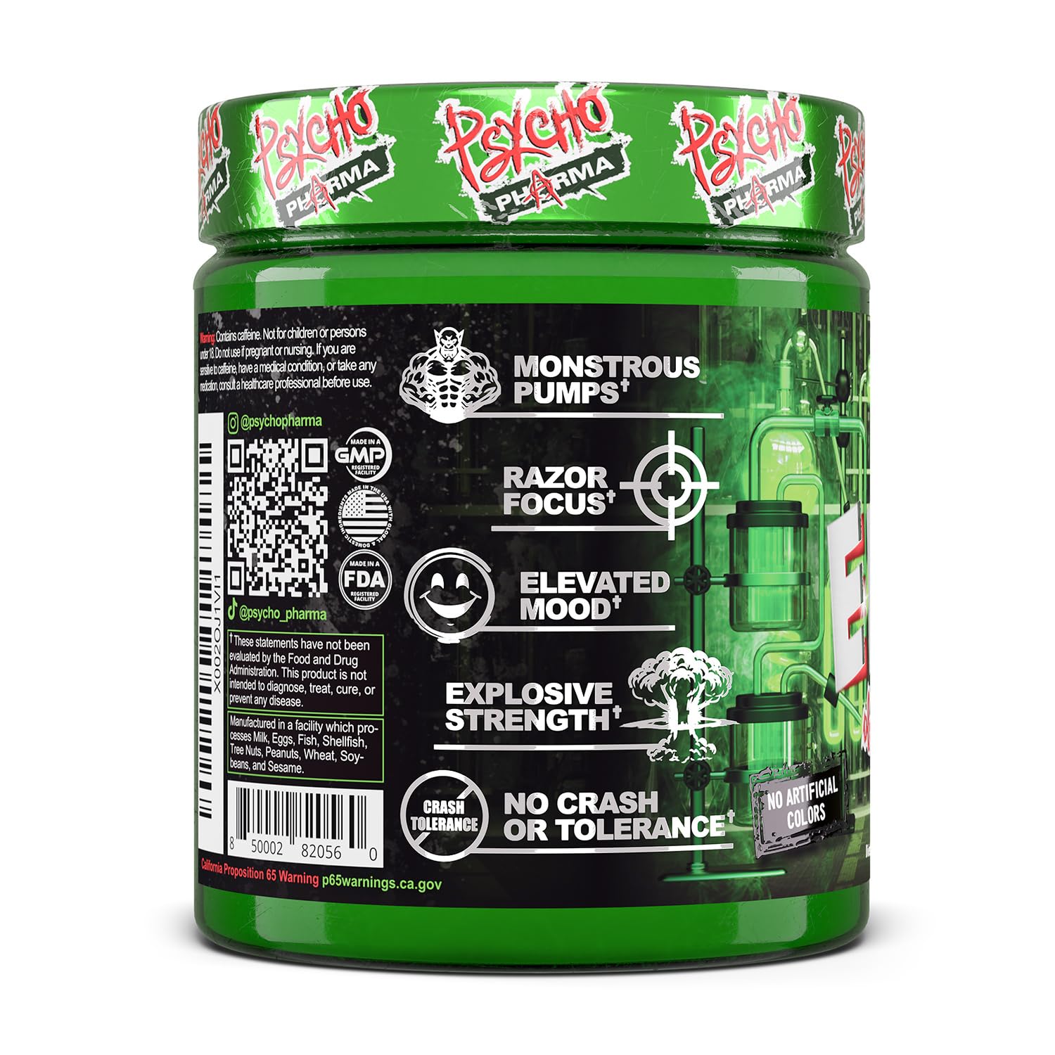 Psycho Pharma Edge of Insanity label close-up noting 8g citrulline pumps.
