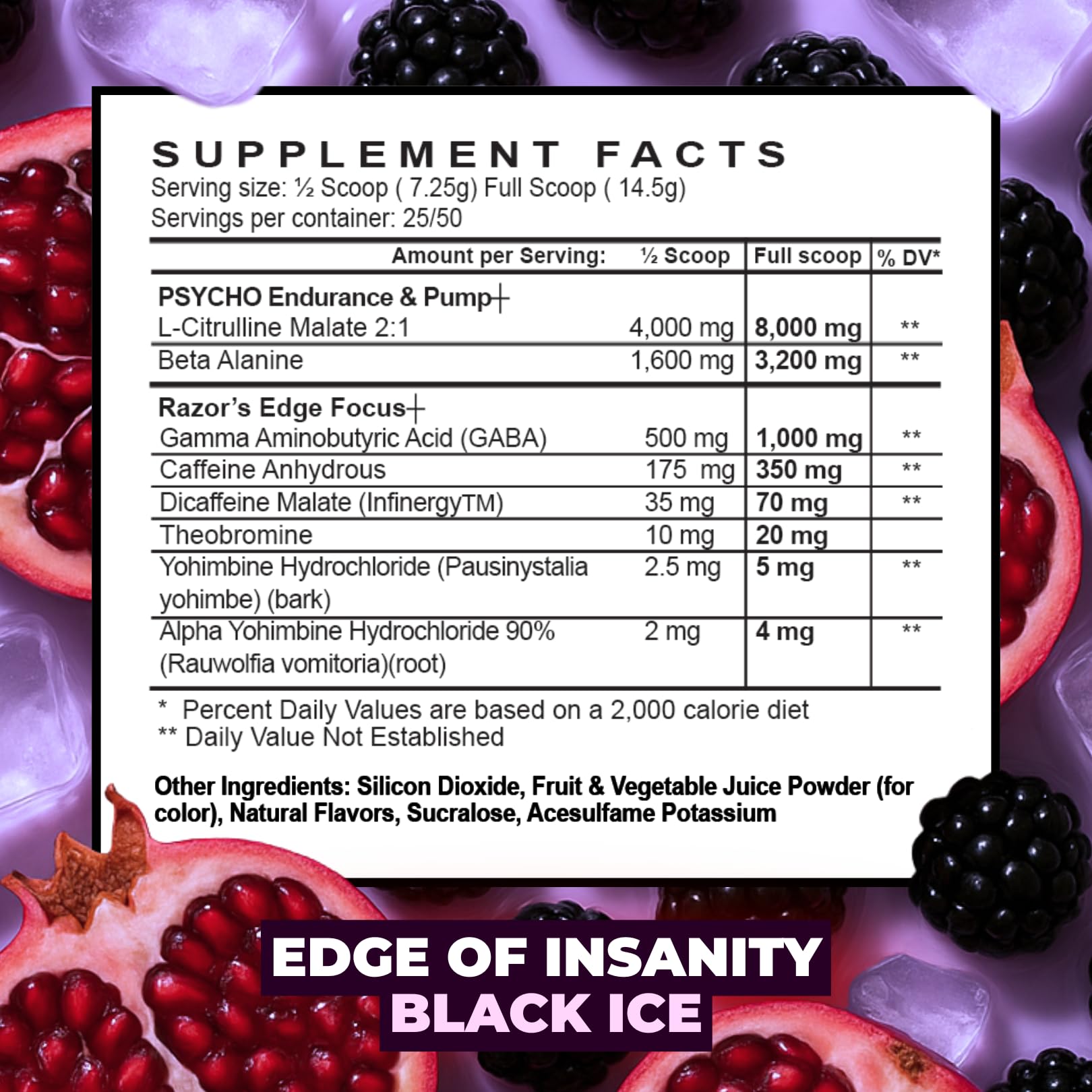 Psycho Pharma Edge of Insanity powder scoop ensures precise serving for consistent workouts.