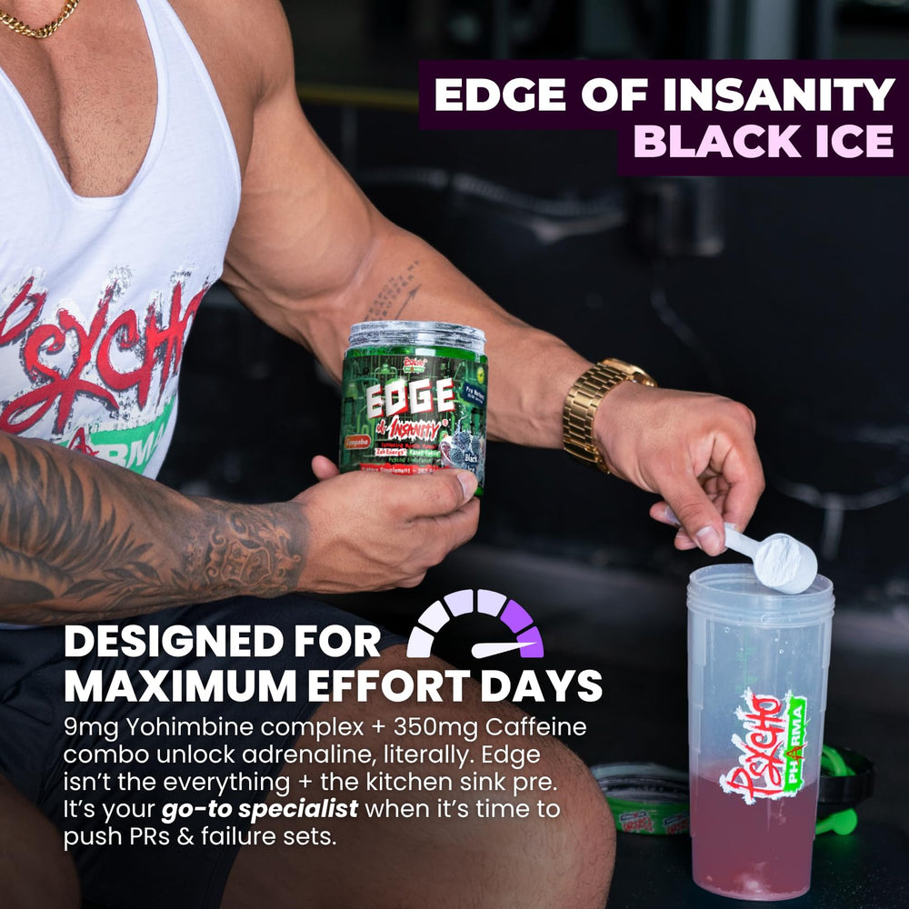 Psycho Pharma Edge of Insanity serving spoon facilitates easy dosing for reliable workouts.