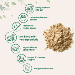 Psyllium husk powder mixed in water forms gel for gut-friendly hydration