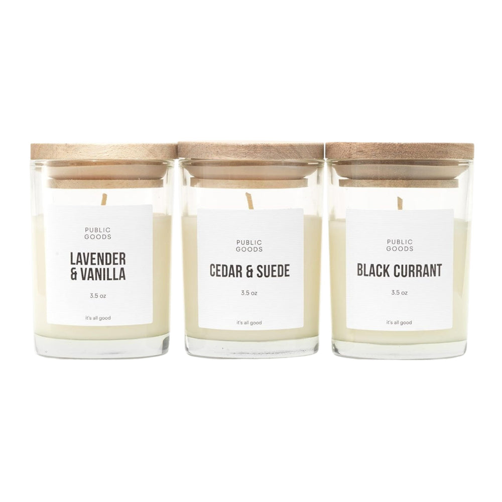 Public Goods Black Currant candle jar for bold berry and floral ambiance.