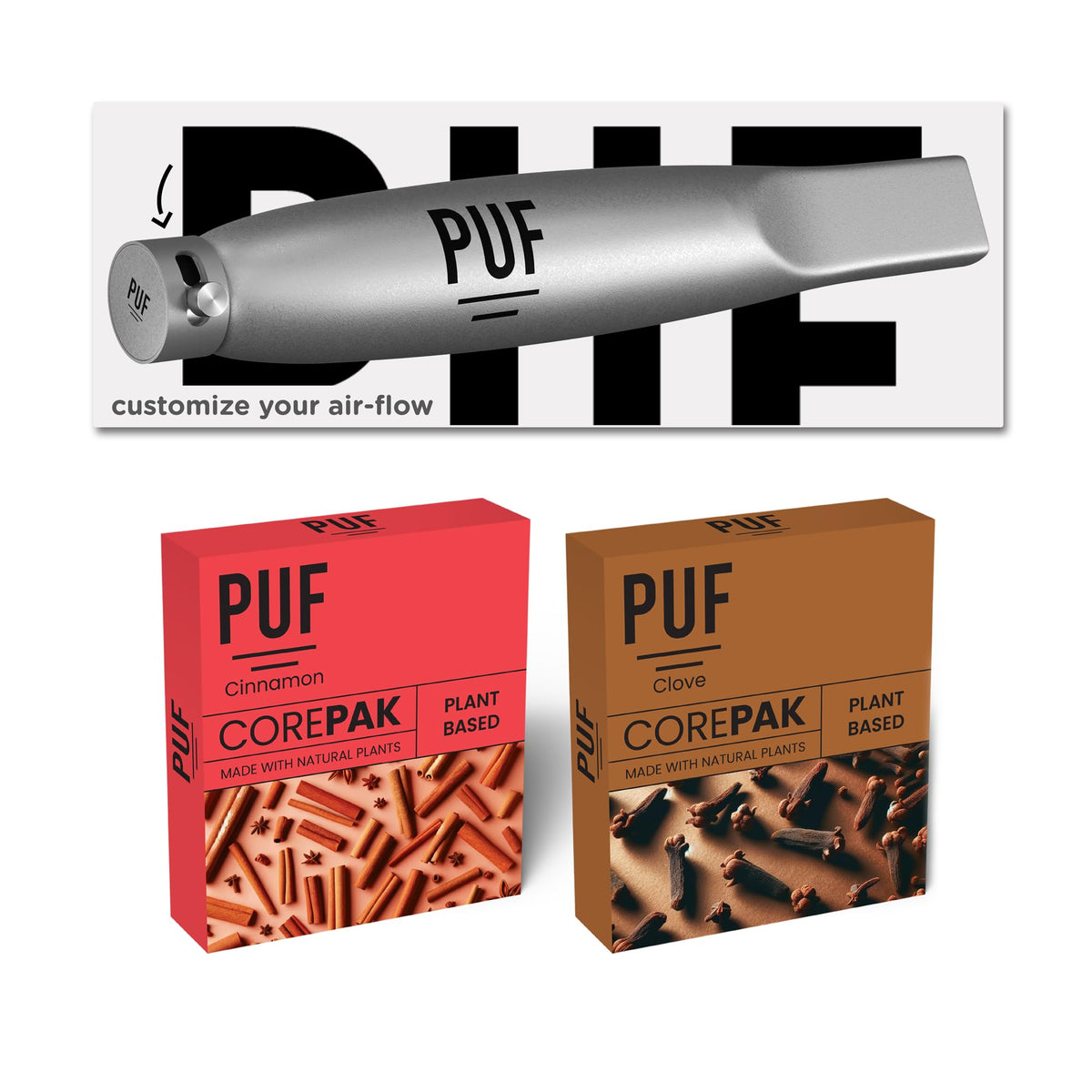 PUF multi-flavor air cores front view showcases customizable flavor experience
