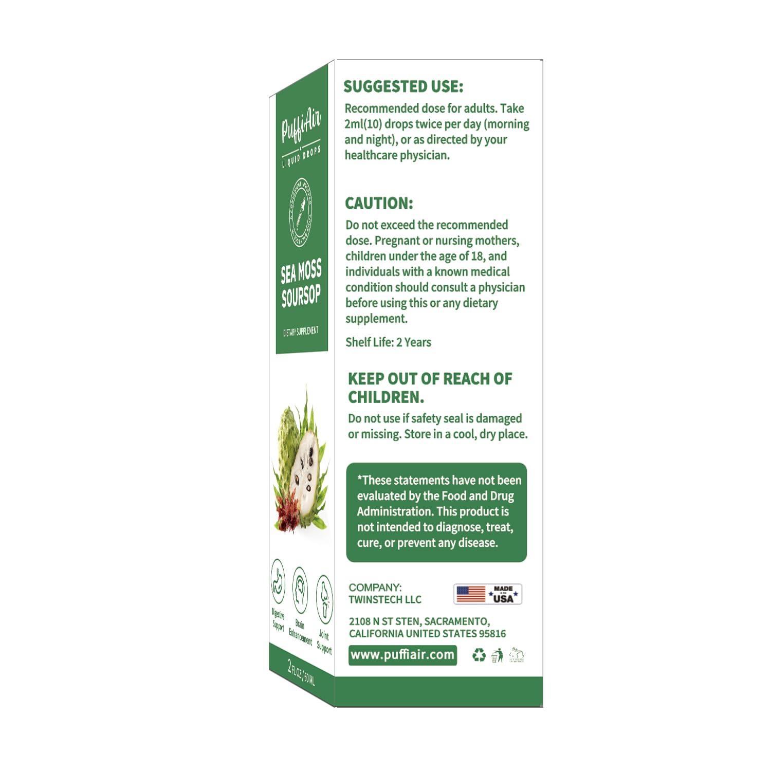 PUFFIAIR sustainability icon with ocean-harvest sea moss for eco-friendly sourcing