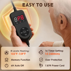 Pulax pad offers eight temperature levels for customizable warmth.