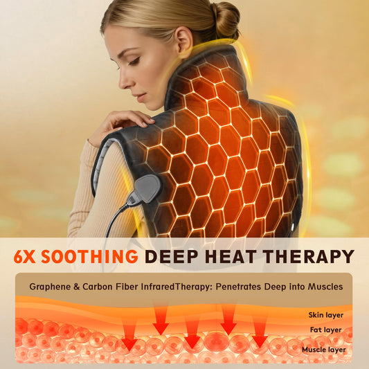 Pulax neck-shoulders-back pad delivers rapid warmth.