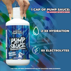 Liquid Pump Sauce poured into glass, showing vivid consistency for pumps.