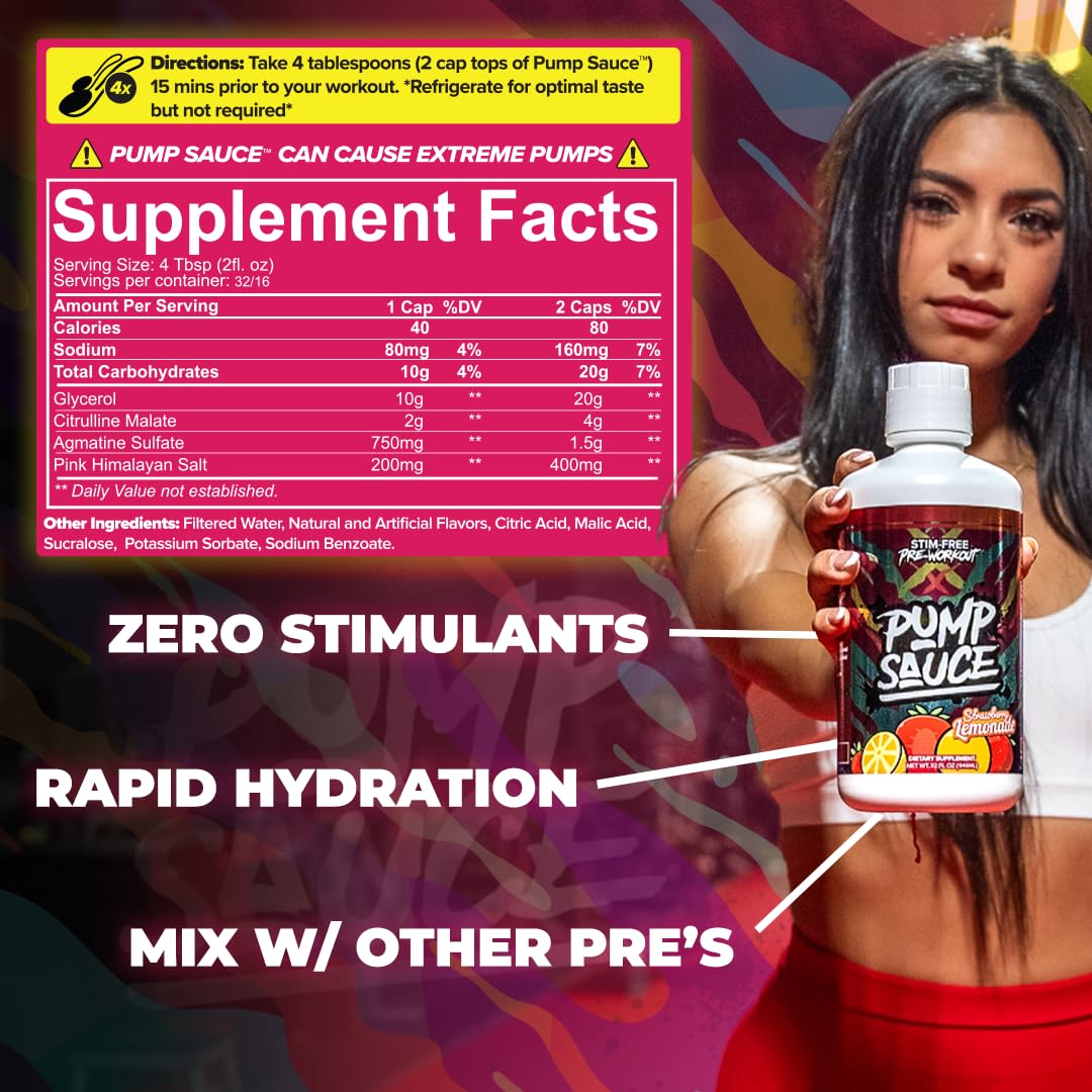 Scoop beside Pump Sauce bottle, ready for a stim-free pre-workout stack.