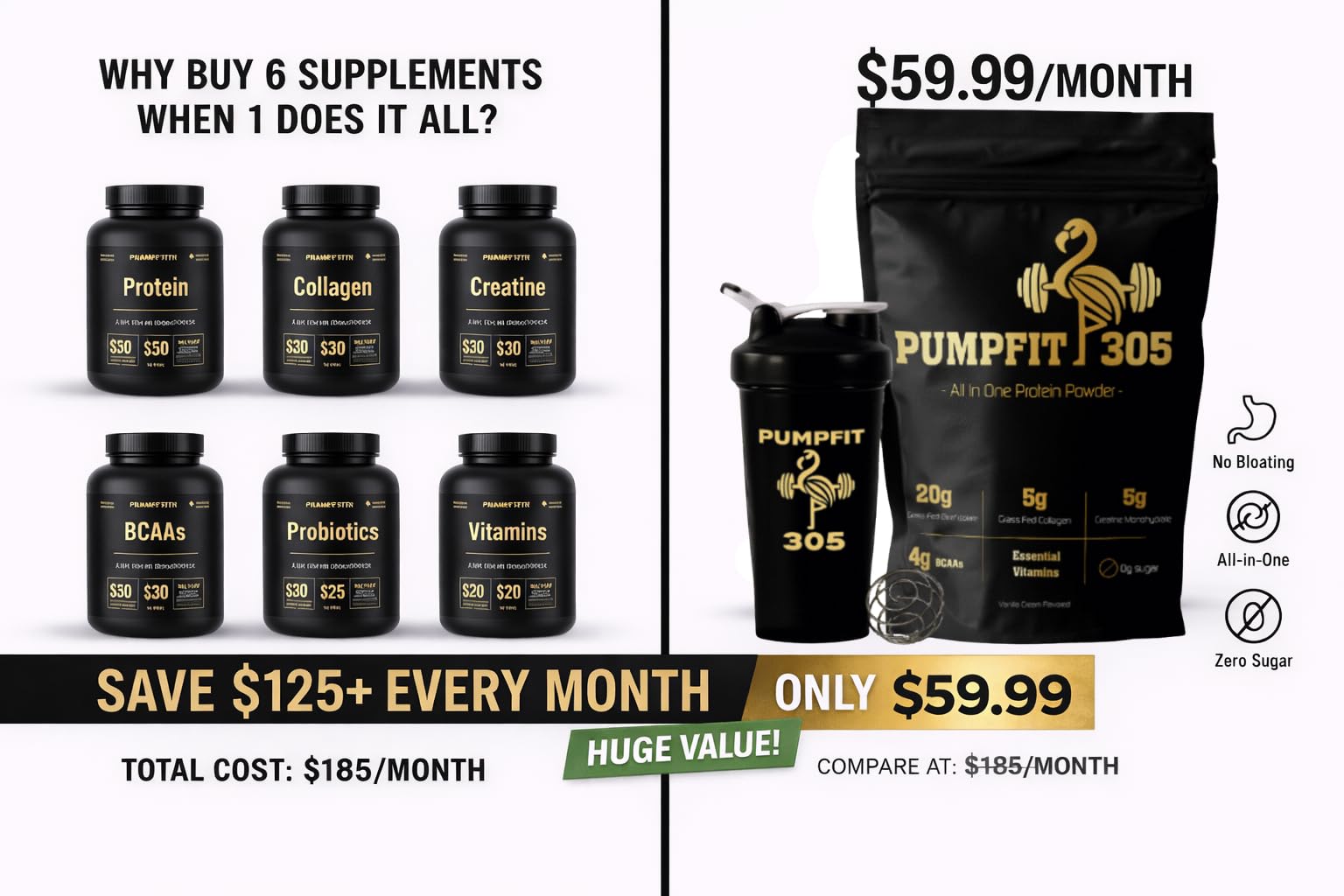 PUMPFIT305 BCAAs 4g aid muscle repair after exercise