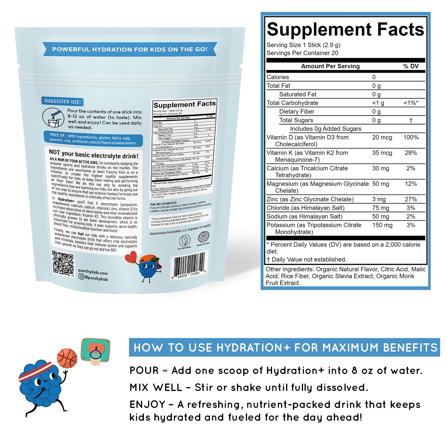 Punchy Kids Active day hydration for sports and travel