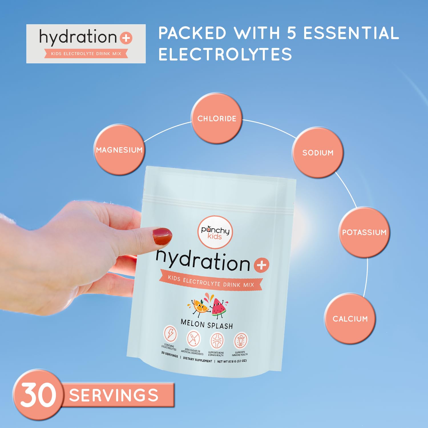 Stirring Punchy Kids Hydration+ on the go for quick refreshment