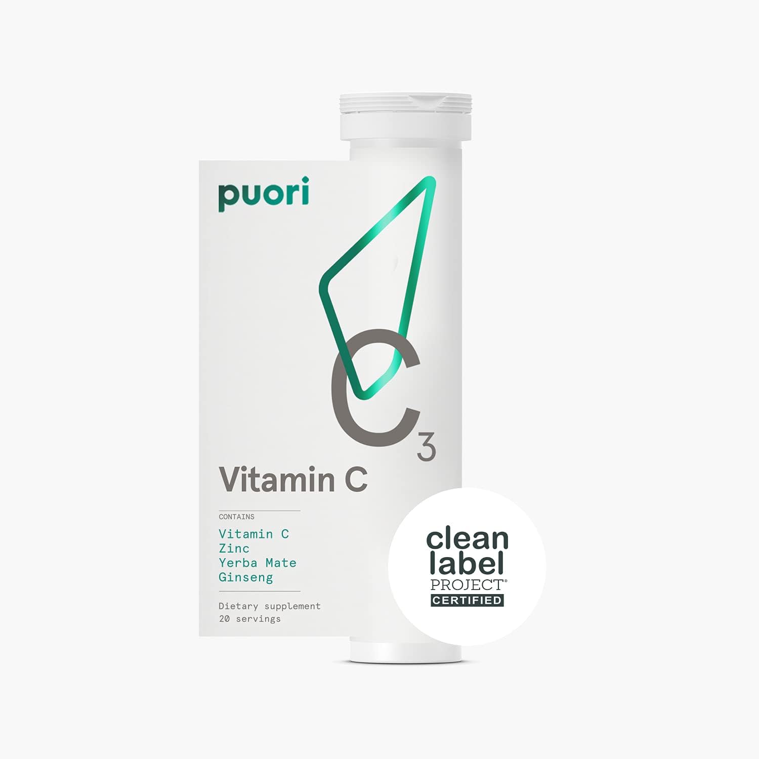Puori C3 vitamin C supplement in 2-pack tubes for daily immune support.