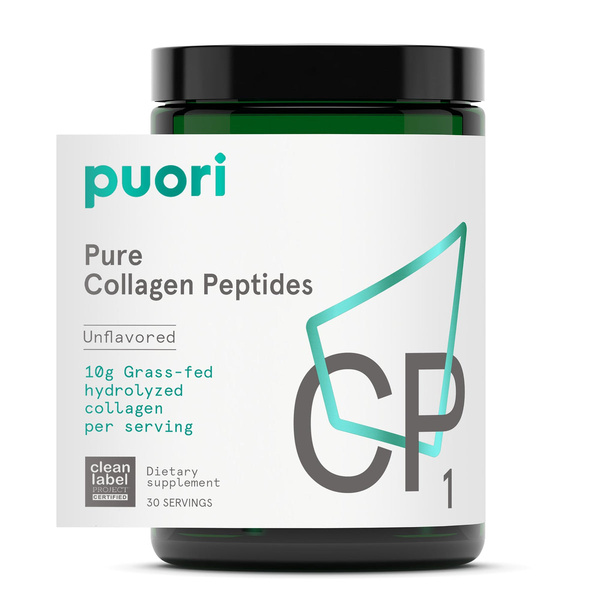 Puori Pure Collagen Peptides jar featuring clean label for skin and joints support.