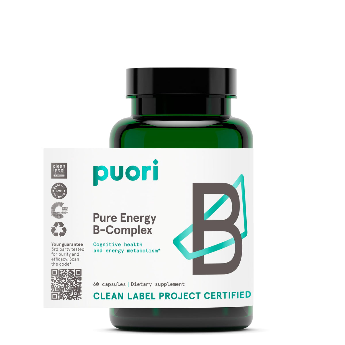 Puori Pure Energy B-Complex bottle for daily energy support.