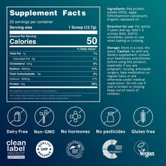 Puori vegan protein powder unflavored packaging on shelf—plant-based option.