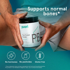 Puori vegan protein powder unflavored blender shake—no aftertaste.