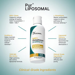 Pur LIPOSOMAL NAD+ Glutathione Urolithin A liquid drops for easy dosing