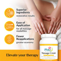 PURA 1st Arnica-enriched massage cream for targeted relief during therapeutic techniques.