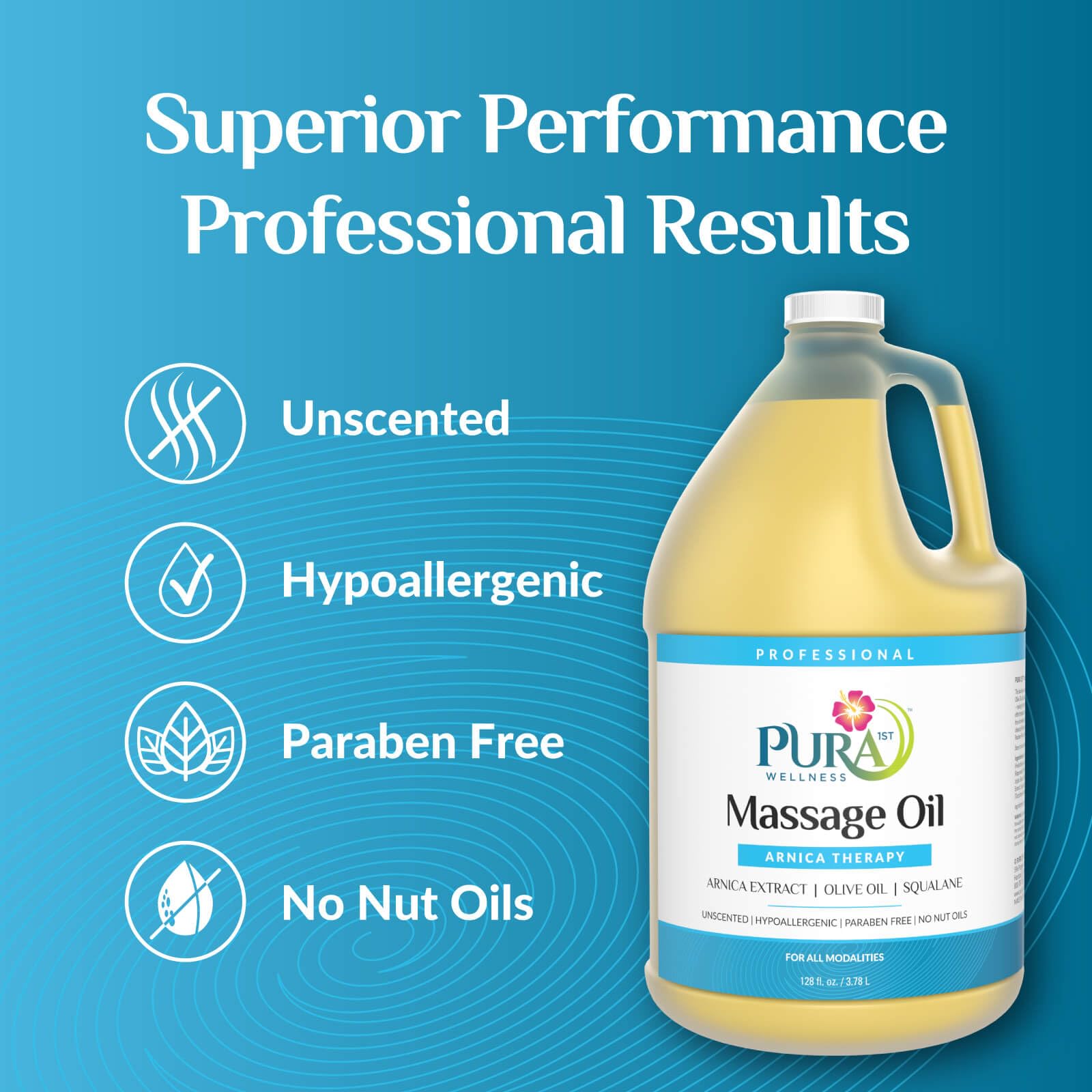 PURA 1st Arnica Therapy ingredients with Arnica extract and olive oil for skin hydration