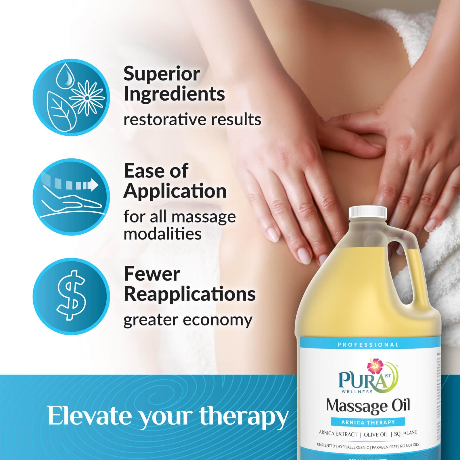 PURA 1st Arnica Therapy in spa setting ready for deep tissue massage