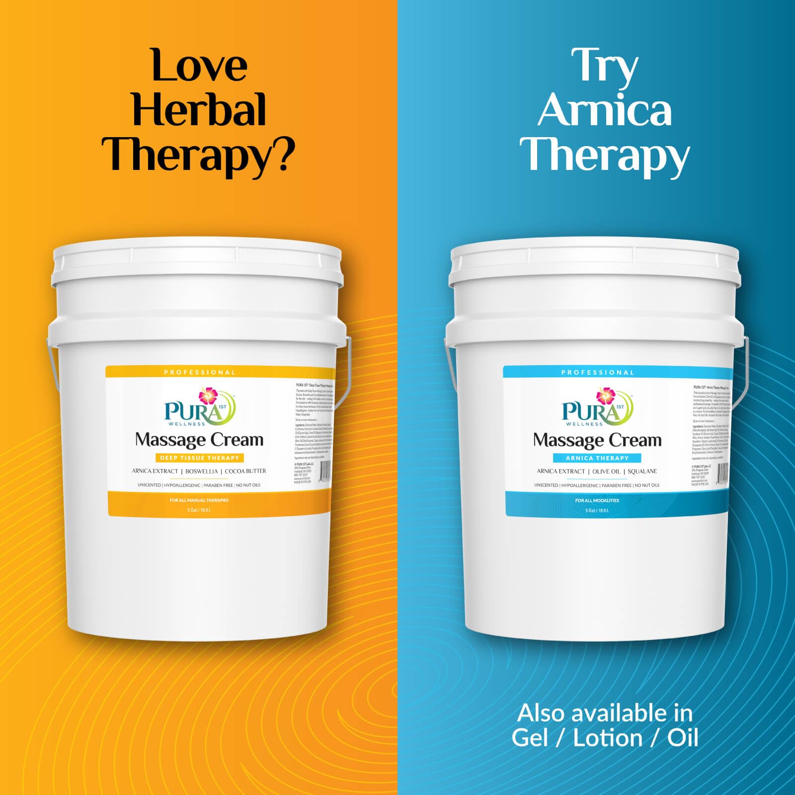 PURA 1st deep tissue therapy cream provides skin hydration during massage sessions
