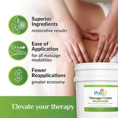 PURA 1st Herbal Massage Cream with Arnica and Aloe highlights natural ingredients.