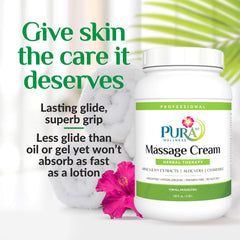 PURA 1st Massage Cream pump-dispensing for clean application.