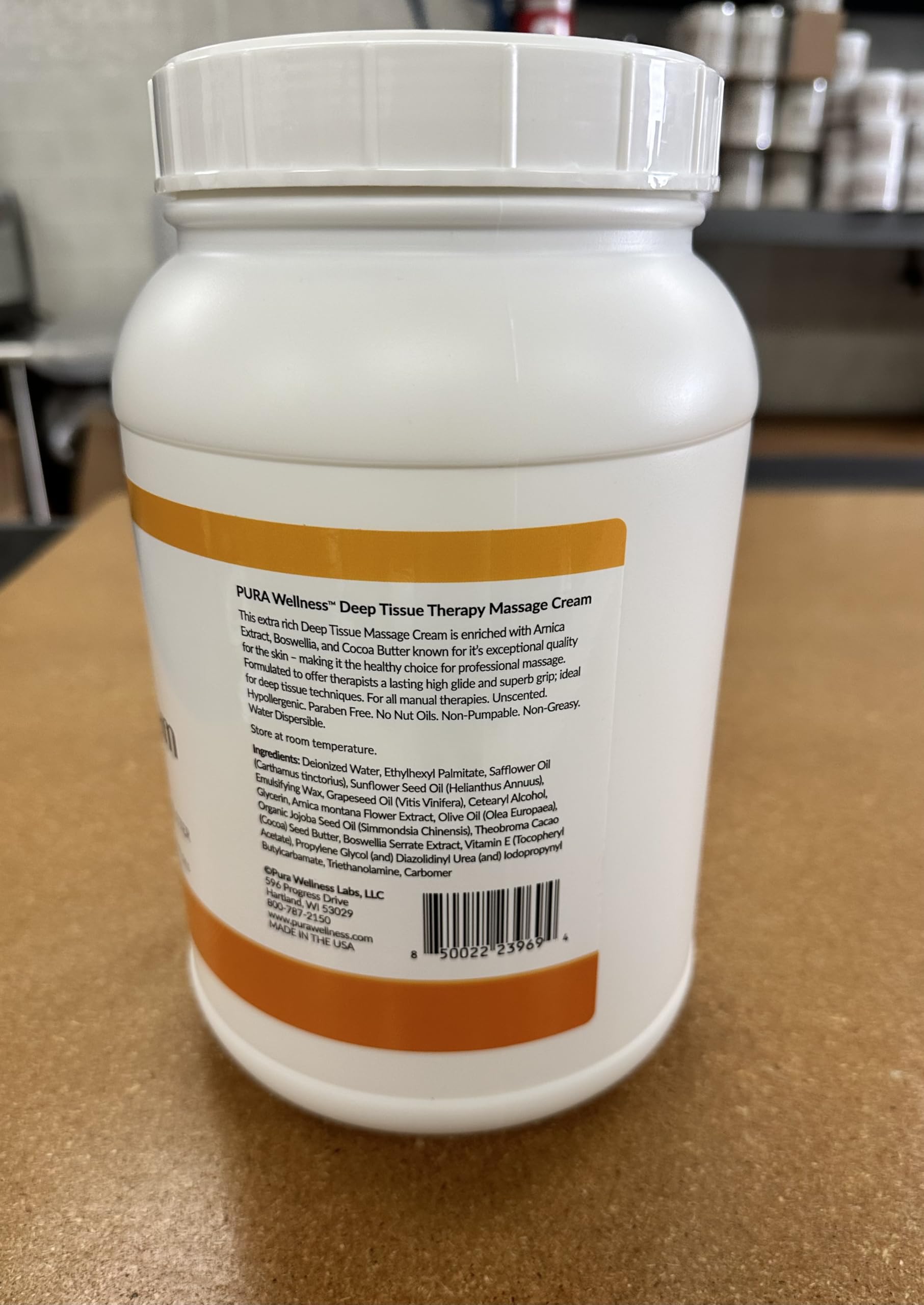 PURA 1st unscented massage cream bottle for consistent skin hydration and comfortable strokes.