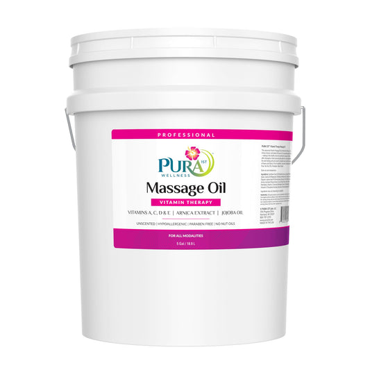 PURA 1st Vitamin Therapy massage oil bottle for professional use.