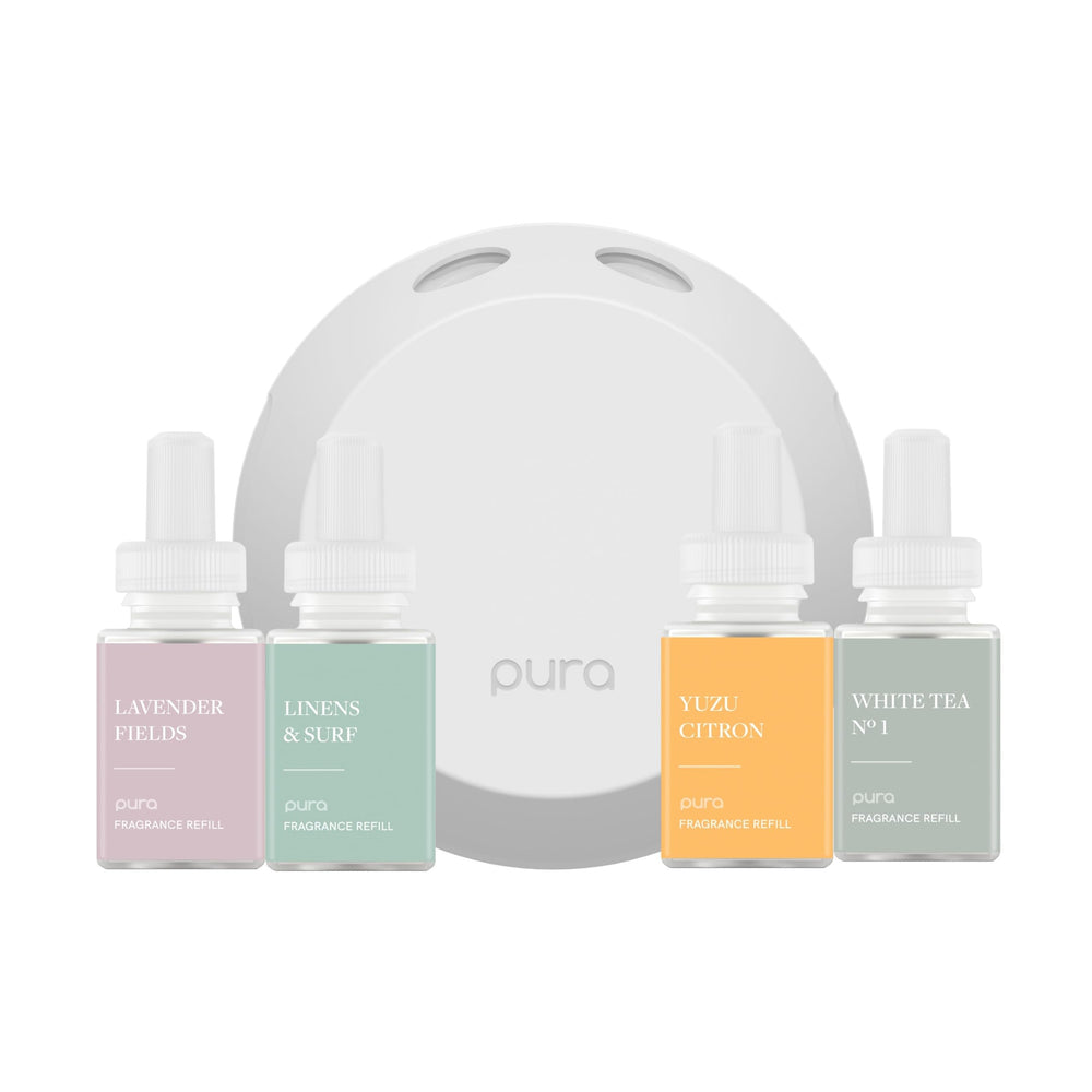 Pura 4 smart diffuser front view showing modern design for even aroma